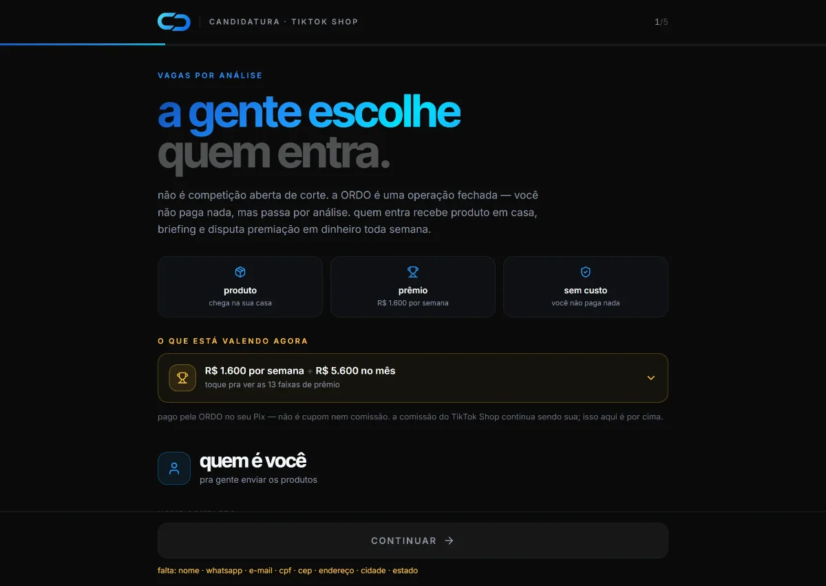 Candidatura do creator